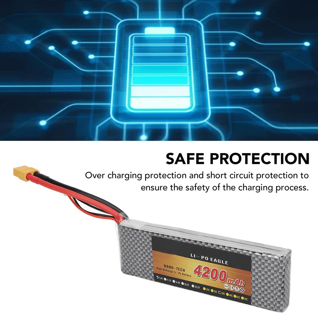 RC Toys Battery 7.4V 4200mAh 35C Model Toy Lithium Battery with XT60 Plug for RC Airplanes Drones