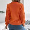 Women's Loose Solid Color Round Neck Hollow Sweater Long Sleeve Pullover Top