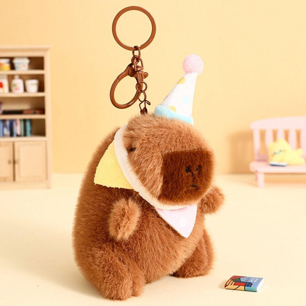 Cartoon Plush Capybara Keychain Happy Birthday Guinea Pig Pendant  Birthday Gift