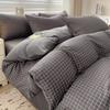 Zweifarbige Aloe-Baumwolle Gebürstetes Karomuster Bettwäsche-Set: Bettdecke, Bettlaken und Kissenbezüge für Wohnheime - MUJI Stil