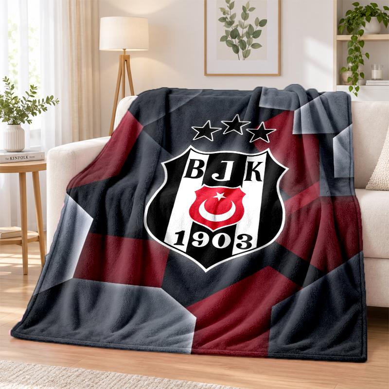 Beşiktaş FC Printed Flannel Blanket Warm Comfort Bed Throw For Indoor Home Decoration