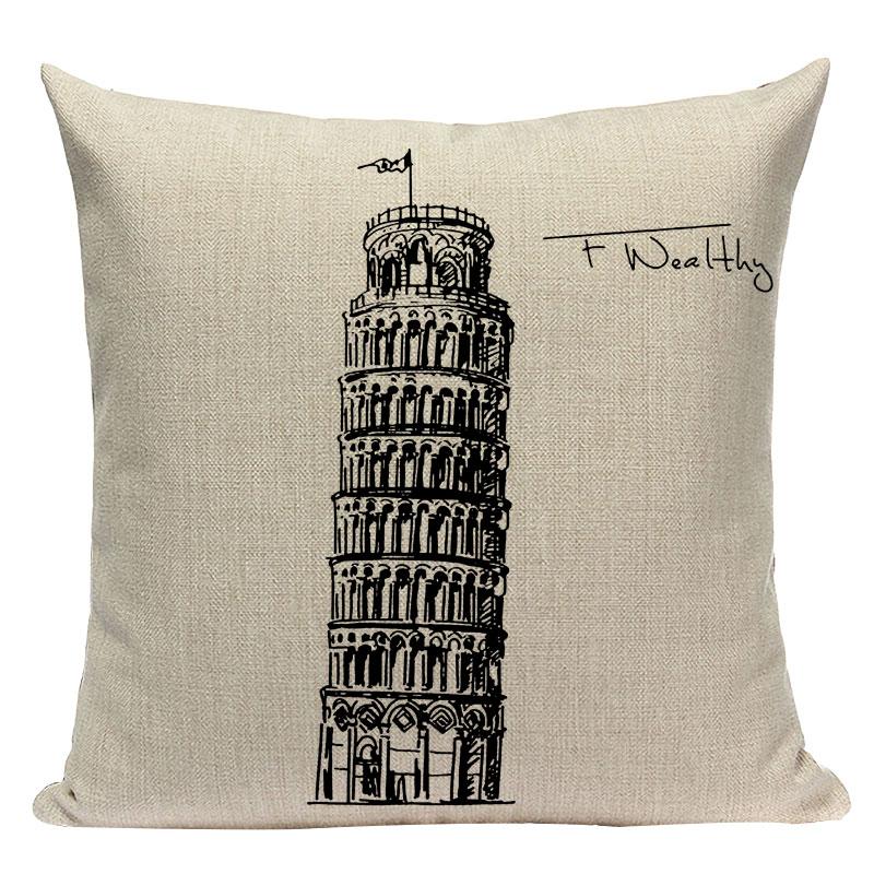 Simple Cushion Decorative Pillows Custom Cushion Cover Building Wind Pillow Case For Pillow Statue Of Liberty Pillow Case