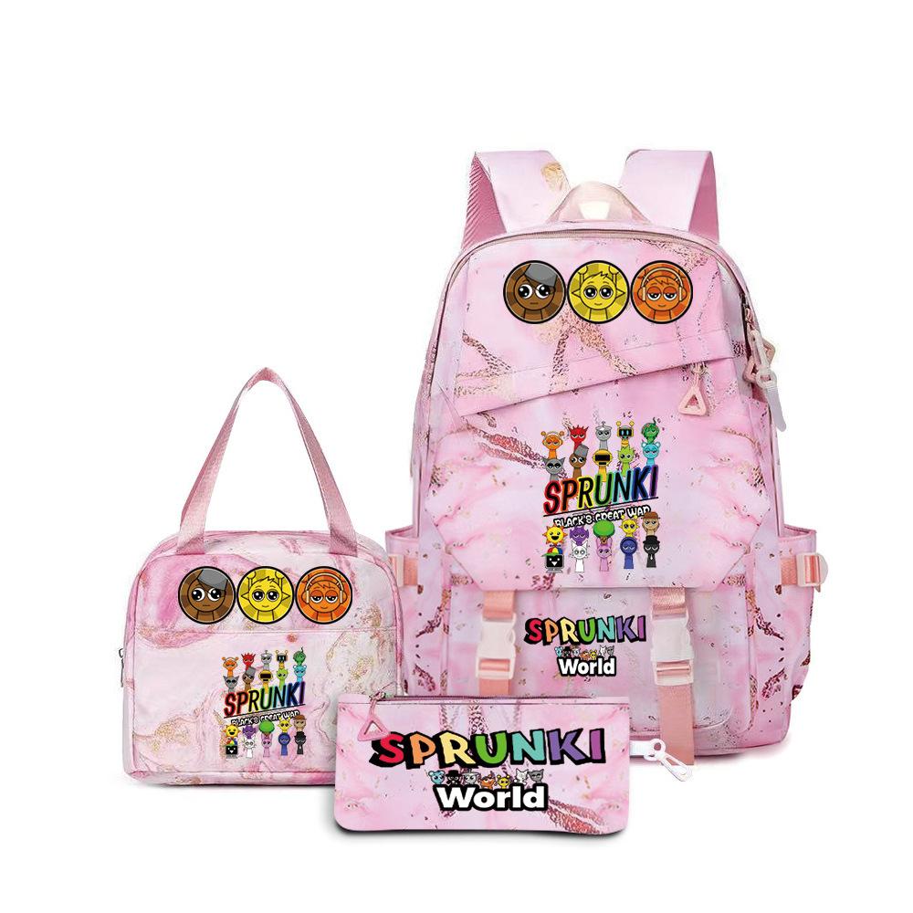 Rhythm Box Sprunki Music Game School Bag Backpack Pencil Bag Three-Piece Set Student Heat Printing Backpack