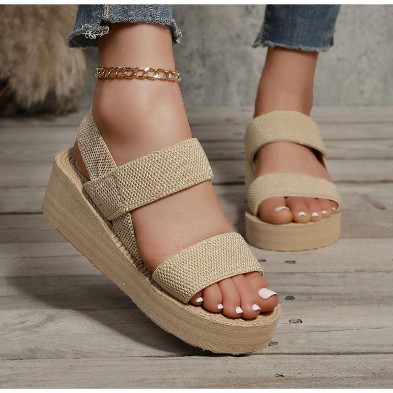 

Модные новые минималистичные босоножки на танкетке с открытой пяткой, летние легкие шлепанцы, однотонные женские туфли с толстой подошвой, женские сандалии 41 бежевый