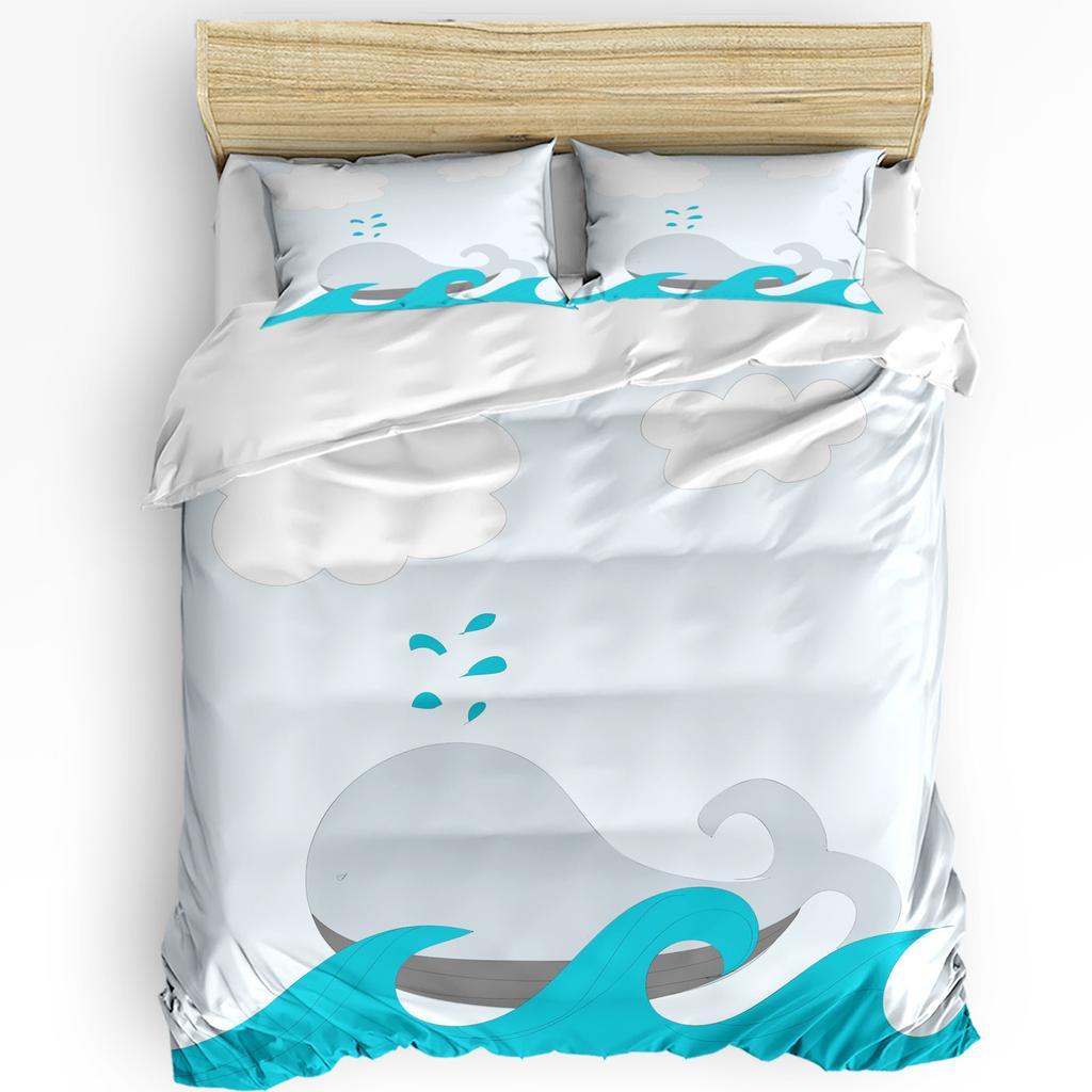 Wave Sailing Octopus And Whale 3pcs Bedding Set For Bedroom Double Bed Home Textile Duvet Cover Quilt Cover Pillowcase