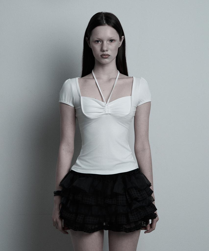 ILLIO White Giselle Gathered Top