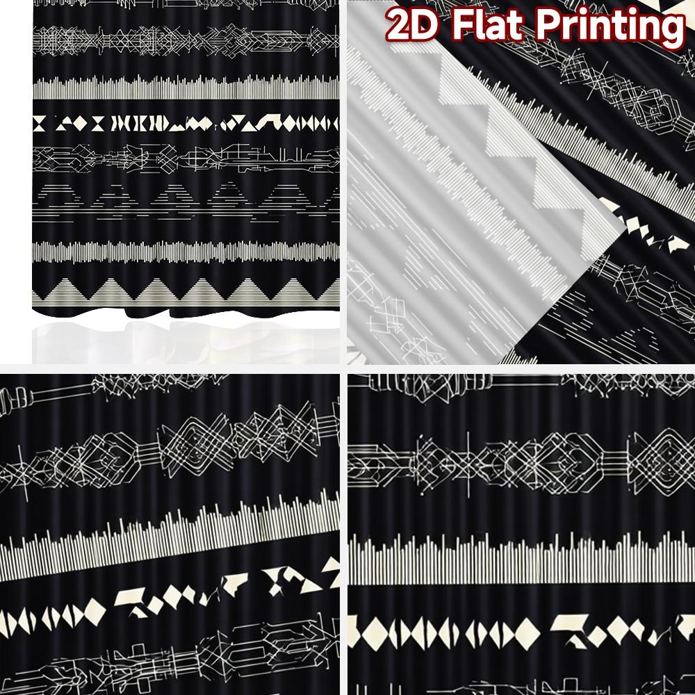 2D-Flachdruck, 2-teilige Vorhänge (Ohne Stange) Geometrisches Schwarz-Weiß-Design (2) Frauentag Festival Schicker Druck Vorhänge