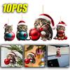 Christmas Cartoon Cat Pendant Christmas Car Interior Decoration Christmas Tree Hanging Ornaments Car Ornaments Party Supplies