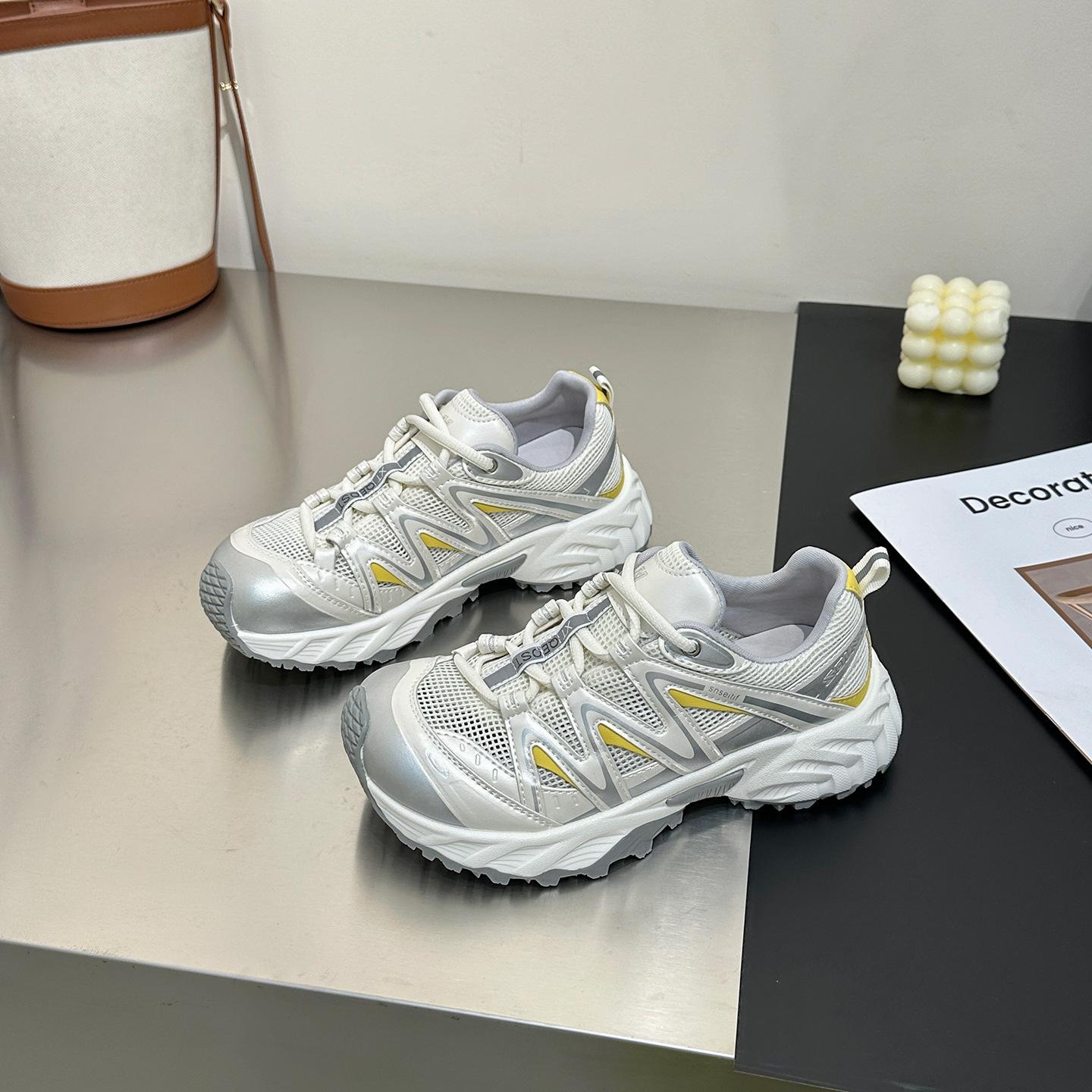 

Leather thin mesh outdoor sports shoes women s 2025 summer new thick-soled, lightweight and breathable versatile fashion casual shoes 35