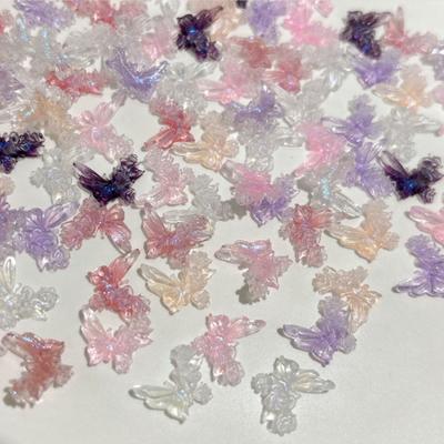 30 pezzi fai da te nail art decor 3D farfalla fiore gioielli trapano per unghie aurora resina farfalla glitter rosa chiodo diamante manicure design