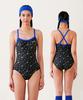 Jeteseu Women'S Wide Strap Crossbody One-Piece Swimsuit Thunderbolt L9A0065