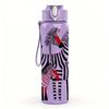 1PC Black White Zebra Animal 750ml Color Plastic Sports Water Bottle Leakproof Flip Straw Lid Suitable for Sports Office Home Use