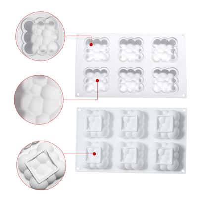 6 Cavity 3D Cloud Bubble Shape Silicone Mold for DIY Cake Mousse Dessert Baking Decorating Tool