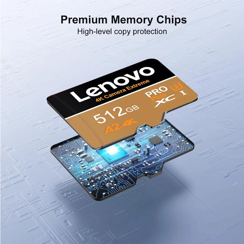 Lenovo High-Speed Micro TF SD Card 512GB Support 4K Ultra HD 128GB 64GB Flash Memory Card for 360° Video Cameras Car Accessories