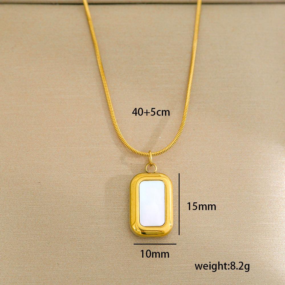 Stainless Steel Gold-Plated Pearl Necklace Fashion Elliptical Square Geometric Necklaces Temperament Collarbone Chain Jewelry