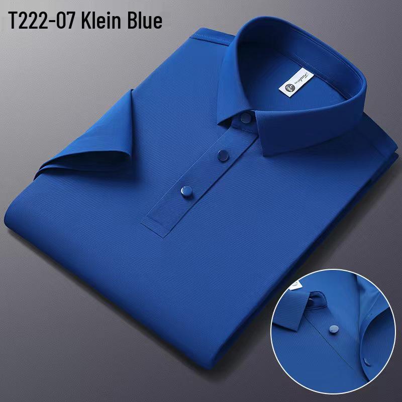 Men's Summer Seamless Ice Silk Stretch Polo - Non-Iron, Short-Sleeve, Business Casual
