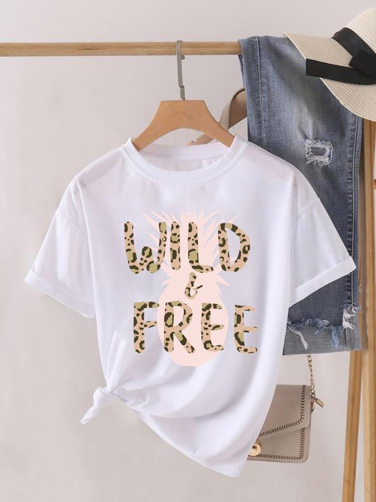 (Asian Size) Sweet Love Cute Lady Female Top Printed Fashion Graphic Short Sleeve T-shirts Tee Clothing Women Casual T Shirt