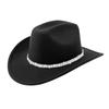 Sparkling Rhinestones Belt Western Cowboy Hats In Comfortable Woolen For Music Festivals And Outdoor Adventures