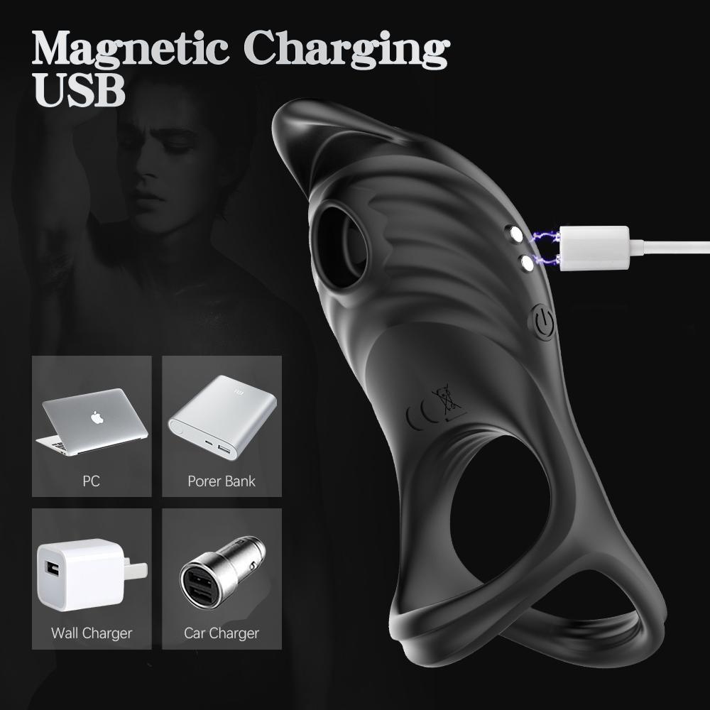 Remote Control Penis Ring Vibrator for Adult Sucking Licking Clitoris Stimulator Cock Ring Enlargement Sex Toy for Man & Couples