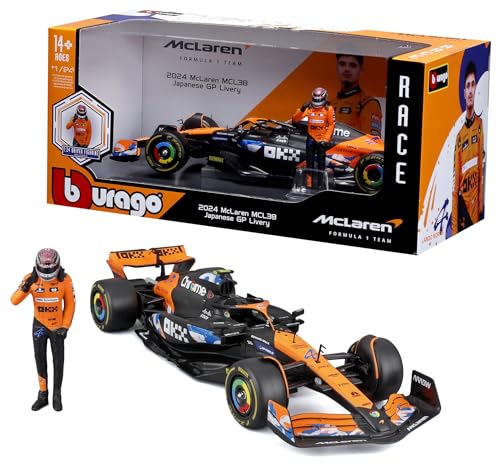 

Bburago 2024 Model 1/24 Scale F1 McLaren MCL38 #4 with Lando Norris Figure [Suzuka Japanese GP Version (Not Catalog Item)] / Race Sports Car Miniature