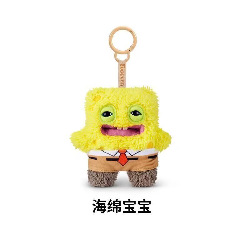 Cute Cartoon Spongebob And Patrick Plush Keychain Funny Figurine Pendant Bag Charm Decor