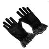 Women's Bow Lace Sun Protection Gloves, UPF 50+ UV Blocking, Breathable Sheer Gloves for Wedding, Party, Driving