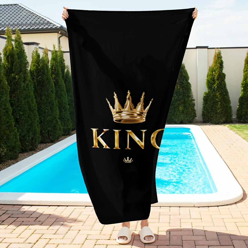 

Oversized Microfiber Beach Towel, Soft Lightweight Sand-Free Golden Crown King for Travel Picnic W30*H60(CM)