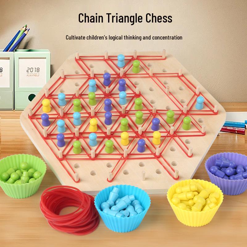 Kids Wooden Logic Triangle Battle Chess Game - Early Education Fun