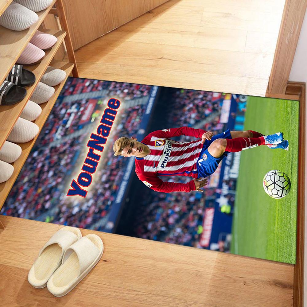 Atletico Madrid Benutzerdefinierter Namensbereich Teppich Geeignet für Schlafzimmer Arbeitszimmer Wohnzimmer Dekorieren Sie den Raum Rutschfester Teppich Anime Büro Dekor