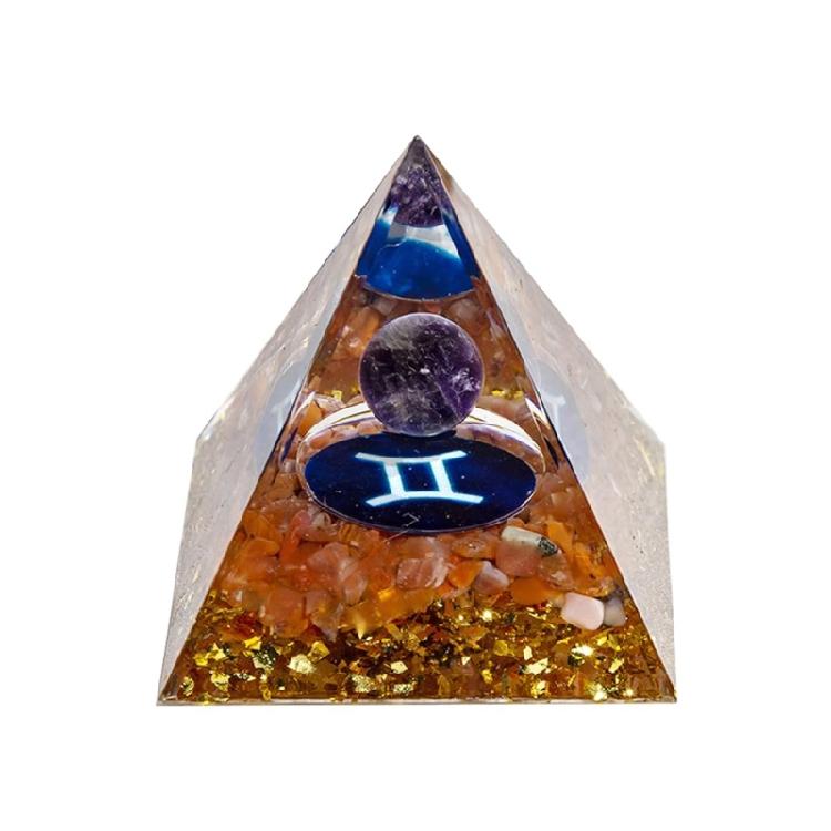 12 Zodiacs Orgone Crystal Pyramid,Amethysts Obsidians Healings Crystals Pyramid Constellations Pyramid for Money Health