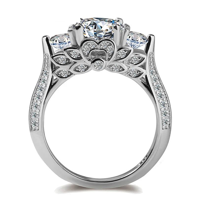 Luxury Women Engagement  Sterling Silver  AAA Cz Crystal Female Wedding Rings JZ3 Anelli Uomo Bague Argent Femme 10 серебряный
