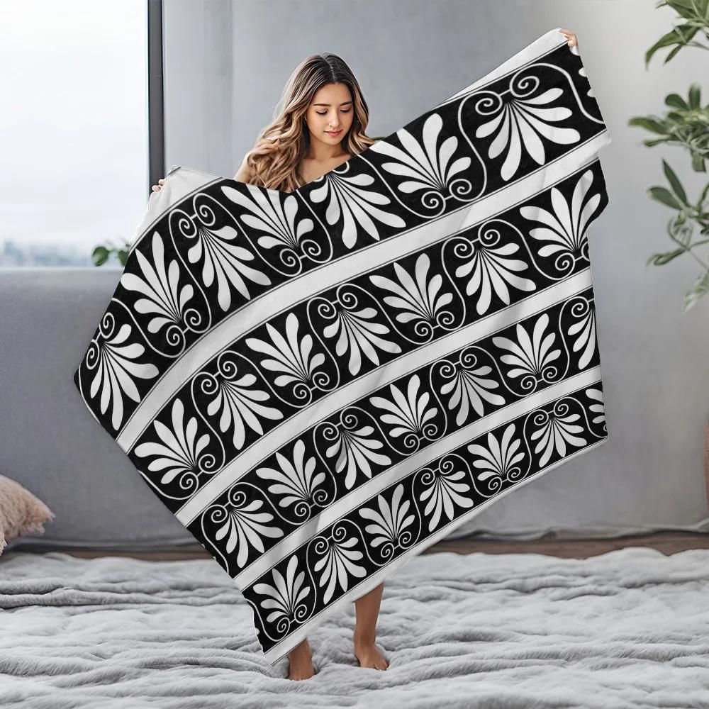 Black & White Geometric Striped Throw Blankets Soft Warm Flannel Scottish Terrier Pet Throw Blanket Bed Sofa Couch Bedspreads 75X95CM
