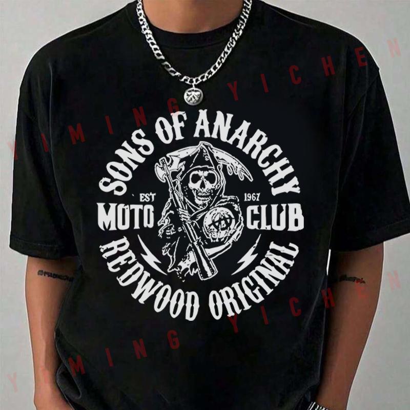 Euro Size Sons Of Anarchie Soa Redwood Original Moto Club T-Shirt Moto Riders Men's Casual O-