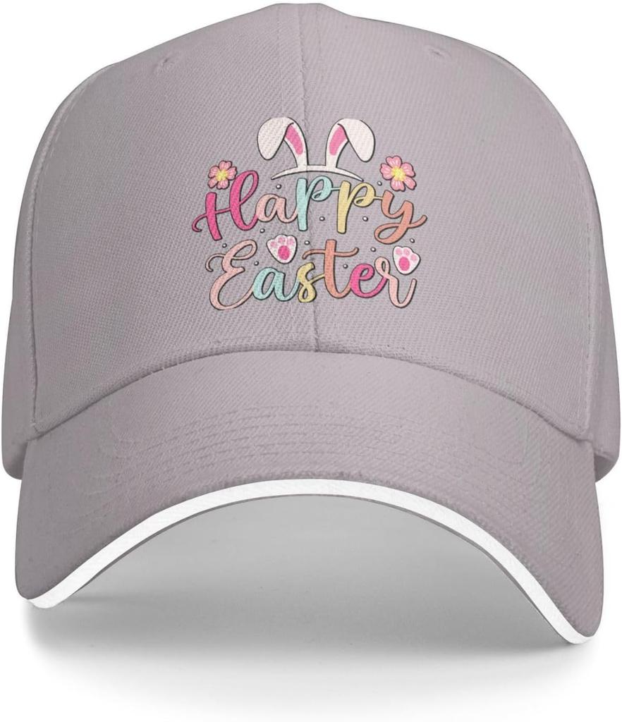 Happy Easter Bunny Ears Baseball Cap Polyester Casual Sun Protection Adjustable Adult Cap