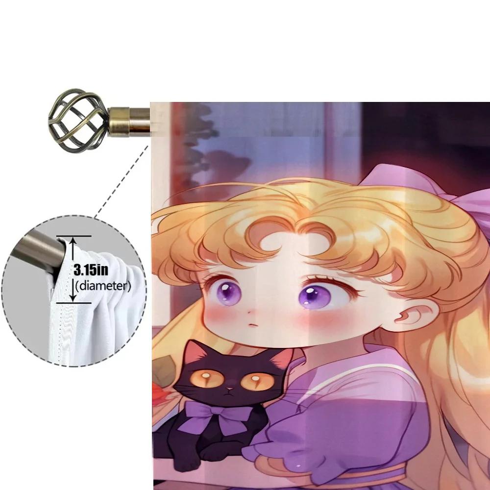 Window Kitchen Curtains for Living Room 2 Pieces Blackout Curtains Door Curtain S-sailor Moon-n Partition Bedroom Decoration