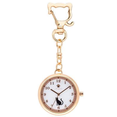 Pocket Watch Keychain Watch Analog Cat Pink Gold Pink Catomi [Fieldwork] Women's JN030-2