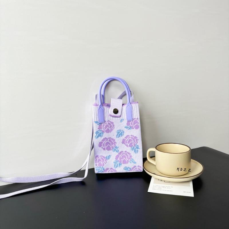 Mobile phone bag flower knitted bag niche versatile shoulder messenger bag trendy tote bag flower knitting