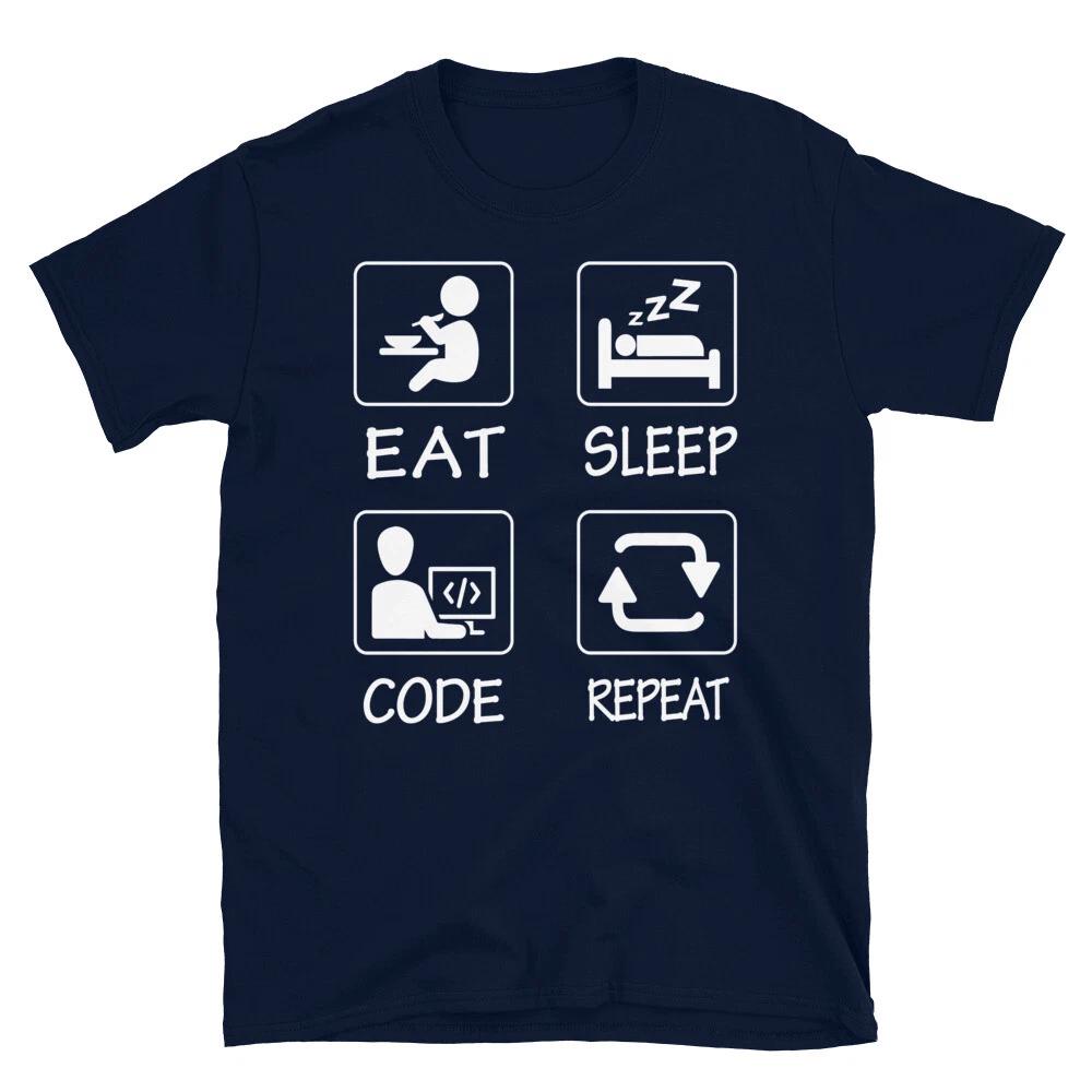 Eat Sleep Code Repeat Programmer Programming Coding Geek T-Shirt S