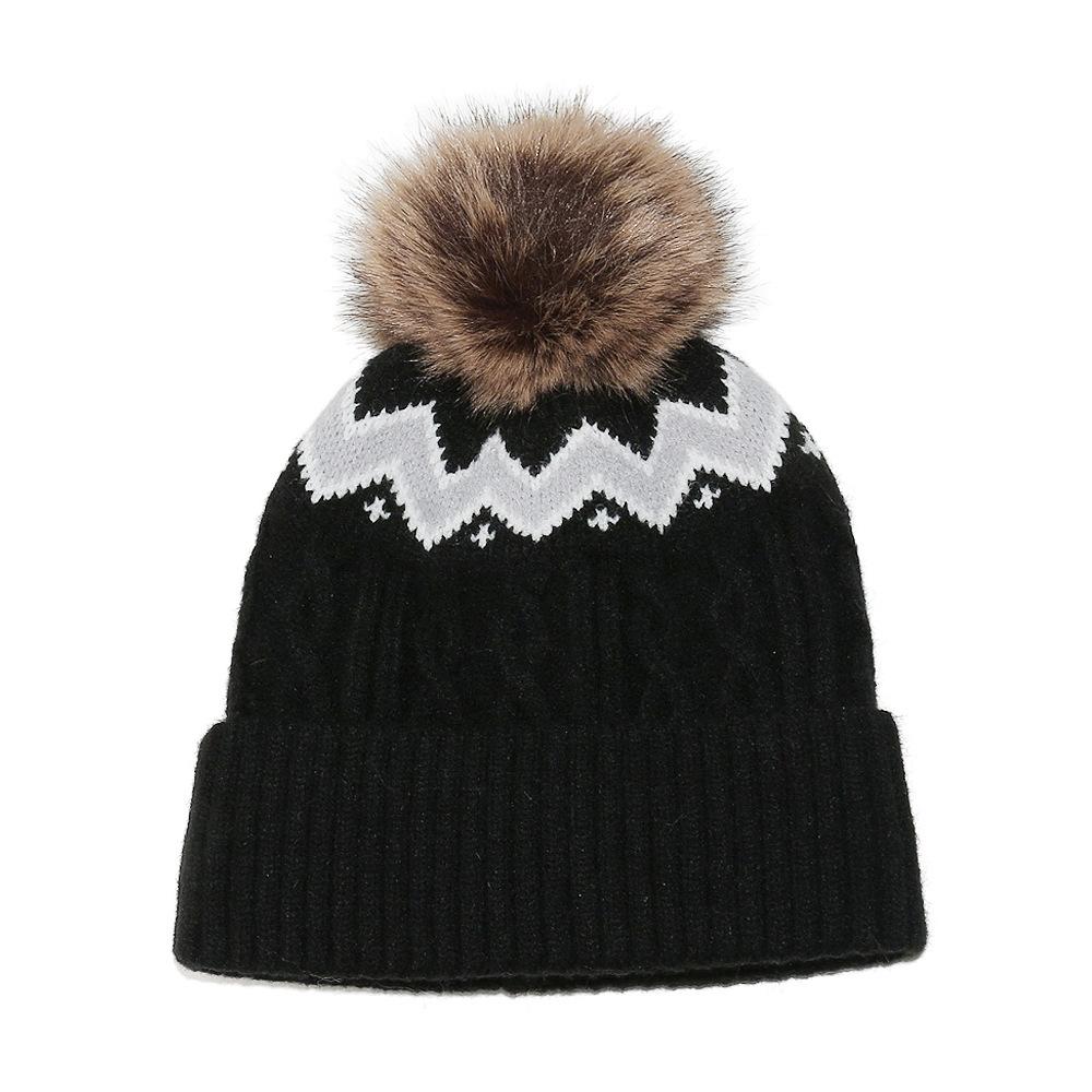 Temu Autumn and Winter New Wool Hat 8-figure Braid Wave Knitted Hat Velvet Ski Hat Women's Winter