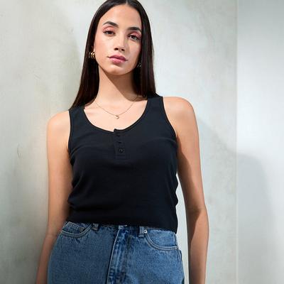 Virgio Women Crop Length Sleeveless Slim Fit Scoop Top