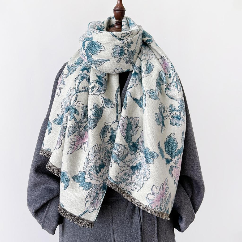Women Scarf Autumn Winter Fashion Warm Thick Windproof Scarves Travel Double-faced Imitation Cashmere Cape Wrap Windproof Shawl