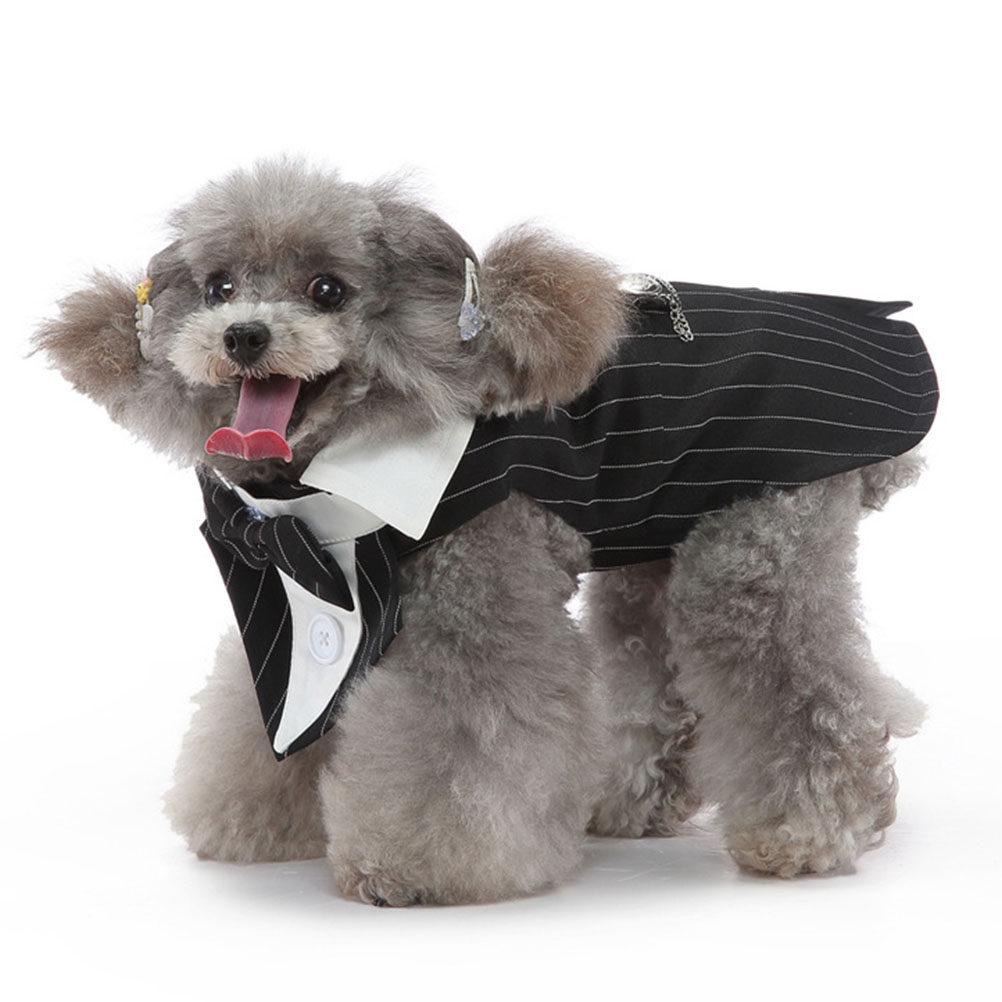 Premium Polyester Dog Tuxedo Suit for Small Dogs Stylish Comfortable Formal Wear with Bow Tie Elegant Wedding Party New Year
