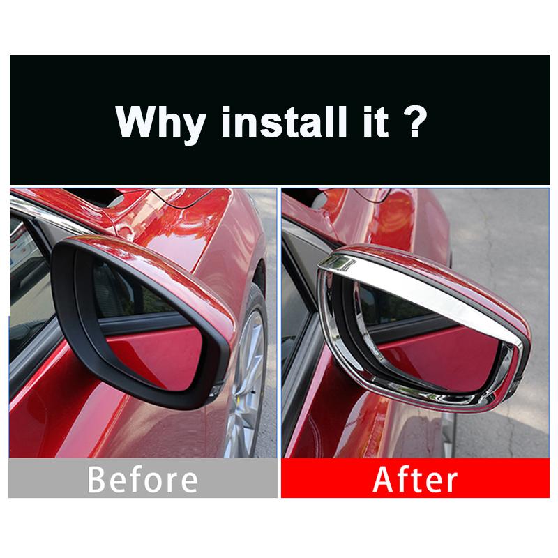 ABS Chrome Espelho Retrovisor Do Carro À Prova De Chuva Capa De Sobrancelha Capa De Lâmina De Chuva Para Mazda 3 Axela Acessórios Exteriores