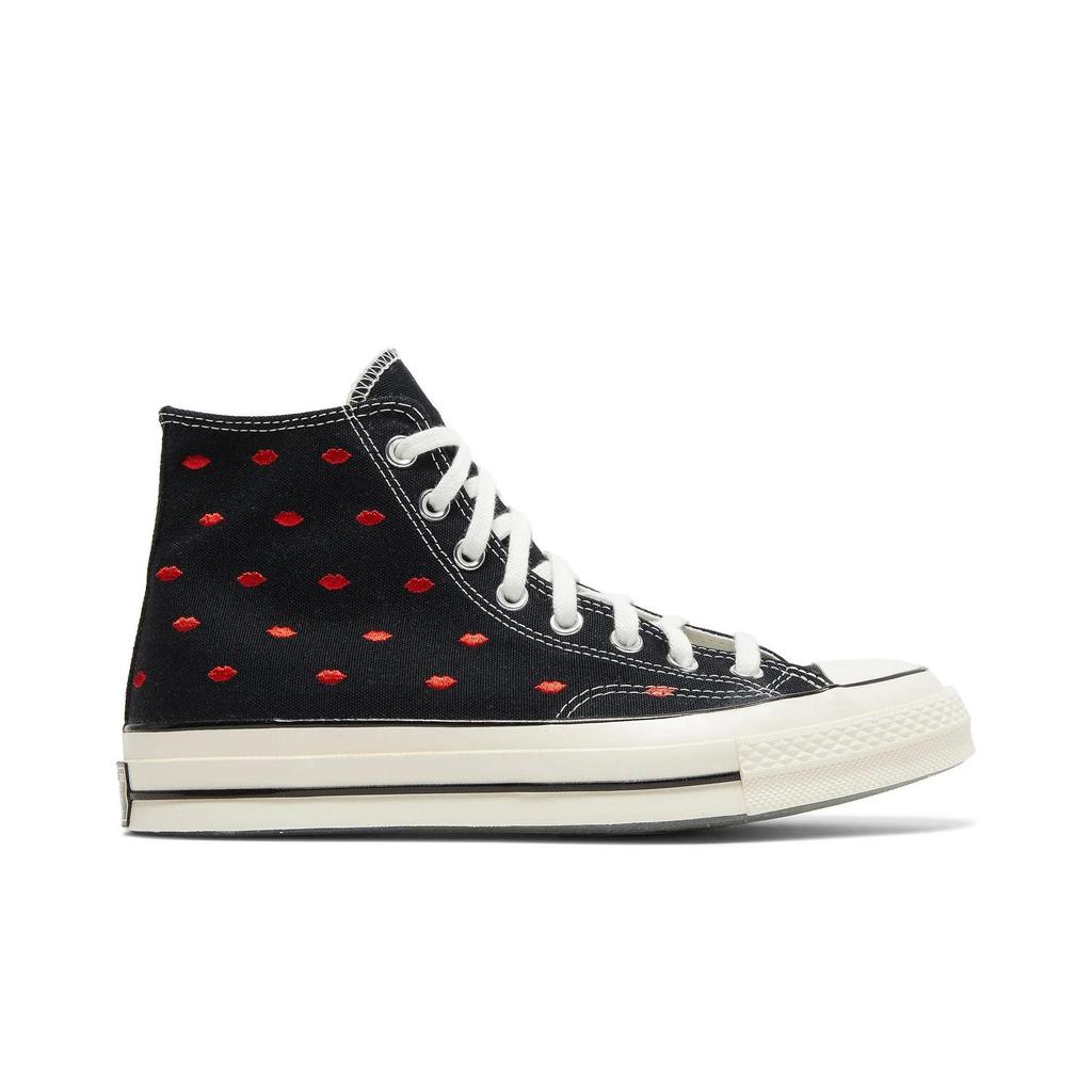 Converse Chuck 70 Embroidered Lips High 'Love Me - Black' (Unisex) Black / University Red / Egret Canvas Shoes A01600C