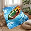 Flaming Football Theme blanket Lightweight Warm Flannel Blanket Decorative Throw Blanket for Home Decoration