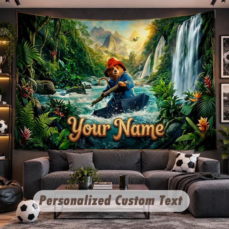 Wall Hanging Tapestry Custom NamePaddington Pattern Personalized Printed Fabric Wall Decor