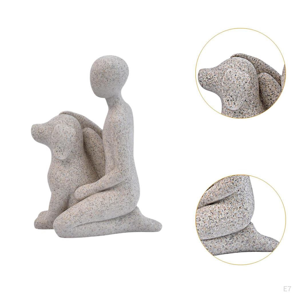 Man And Dog Statue Memorial Resin Figurine Emotional Family Sculpture Heartfelt Home Decoration