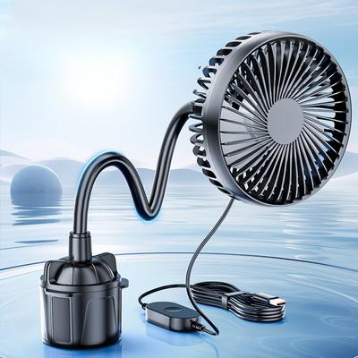Ventilateur de refroidissement puissant et silencieux pour voiture USB, ventilateur portable rotatif pour porte-gobelet de voiture, pour voiture, fourgonnette, camion, SUV, camping-car