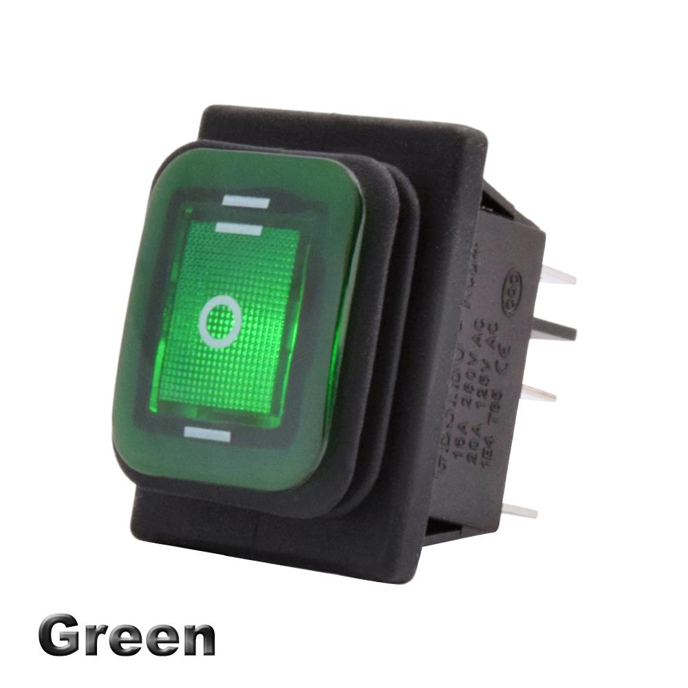 KCD4-203 Heavy Duty 16A 250VAC 30x22mm Waterproof Rocker Push Switch T85 IP65 6pin DPDT ON OFF ON 12V 220V Red Green Blue Light