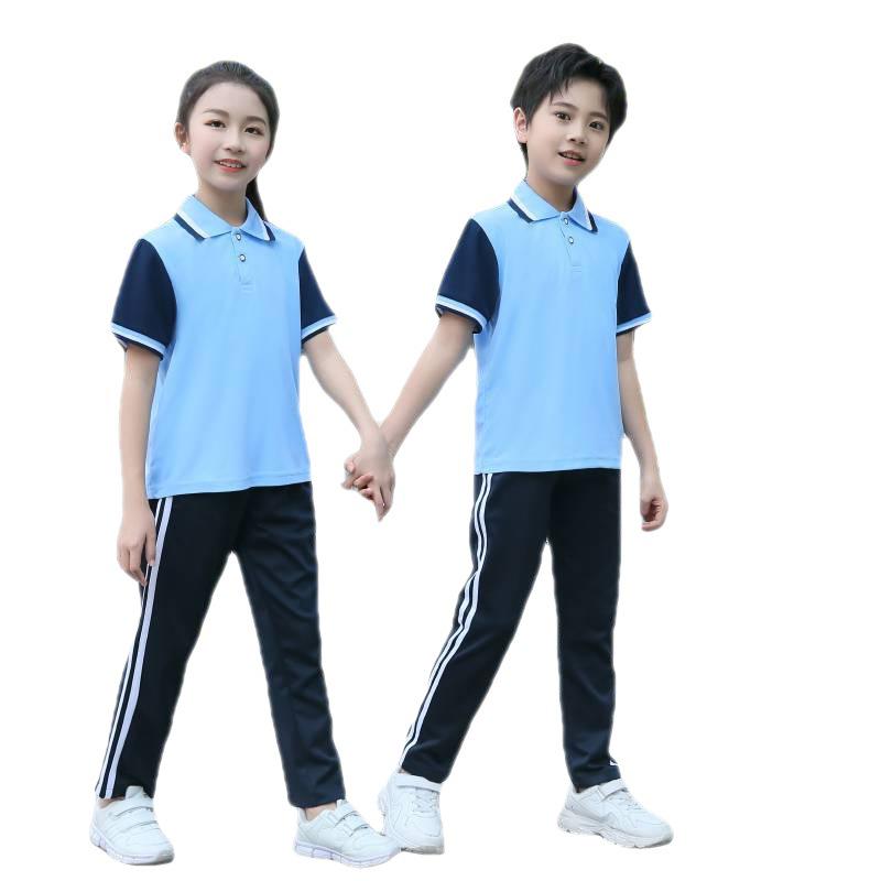 Summer Short Sleeve Student Uniform Set: High School Sportswear with Logo, Men's and Women's Two-Piece